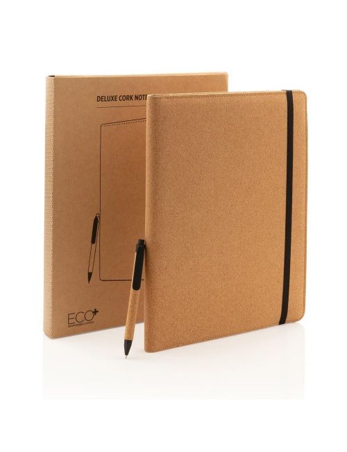 Korkowa teczka konferencyjna A4 z notatnikiem, długopis