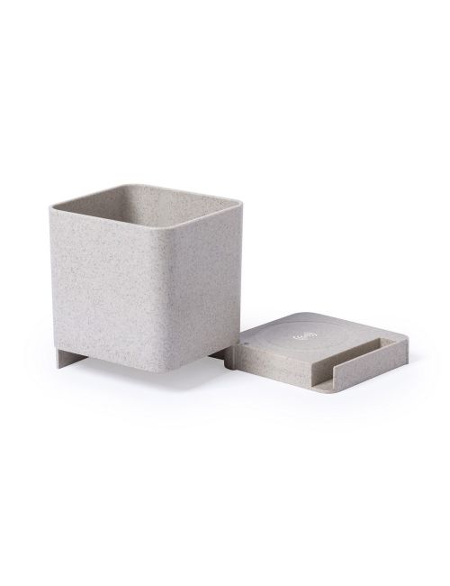 Ładowarka bezprzewodowa 5W ze słomy pszenicznej, hub USB 2.0, pojemnik na przybory do pisania, stojak na telefon