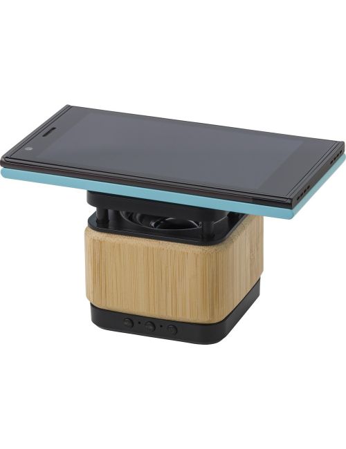 Bambusowy głośnik bezprzewodowy 3W, ładowarka bezprzewodowa 3W