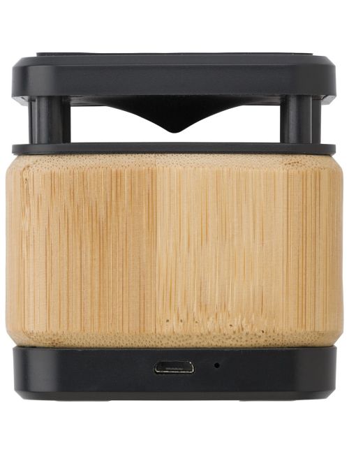 Bambusowy głośnik bezprzewodowy 3W, ładowarka bezprzewodowa 3W