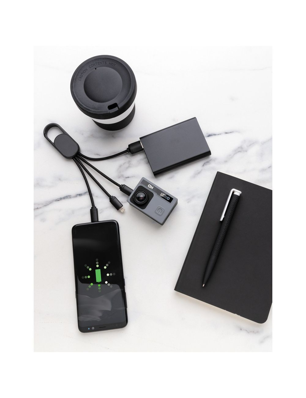 Kabel do ładowania 4 w 1 z karabińczykiem