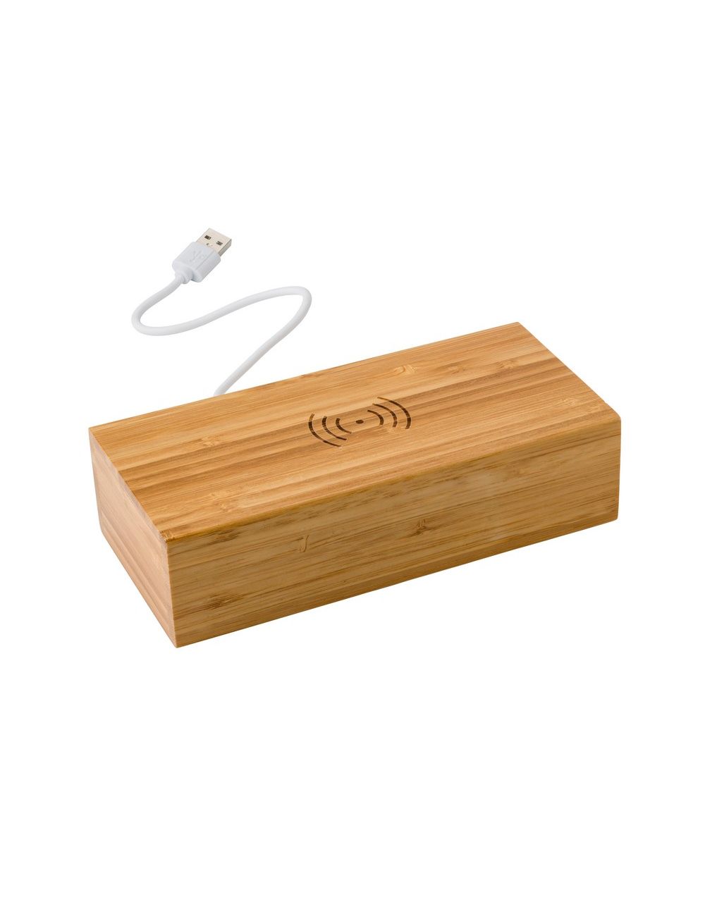 Bambusowa ładowarka bezprzewodowa 5W, zegar