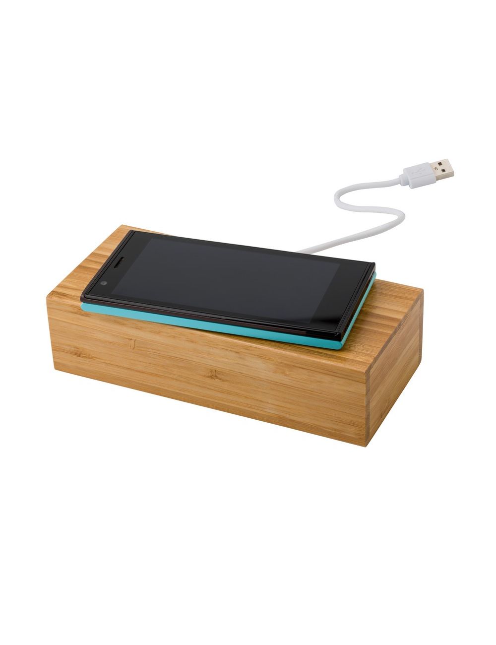 Bambusowa ładowarka bezprzewodowa 5W, zegar