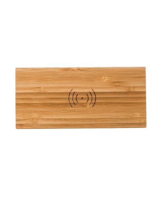 Bambusowa ładowarka bezprzewodowa 5W, zegar