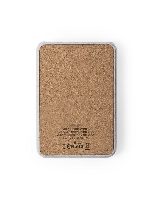 Bezprzewodowy power bank 5000 mAh ze słomy pszenicznej, ładowarka bezprzewodowa 5W