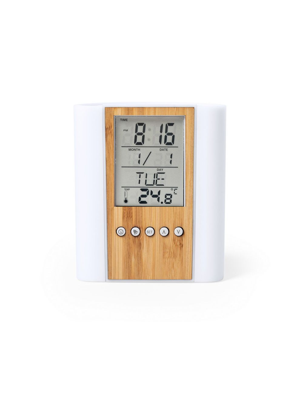 Pojemnik na przybory do pisania, zegar...