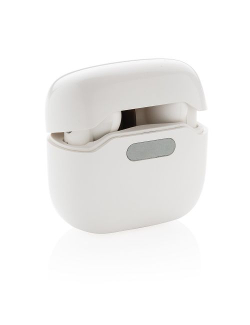 Bezprzewodowe słuchawki douszne w stacji ładującej ze sterylizacją UV-C