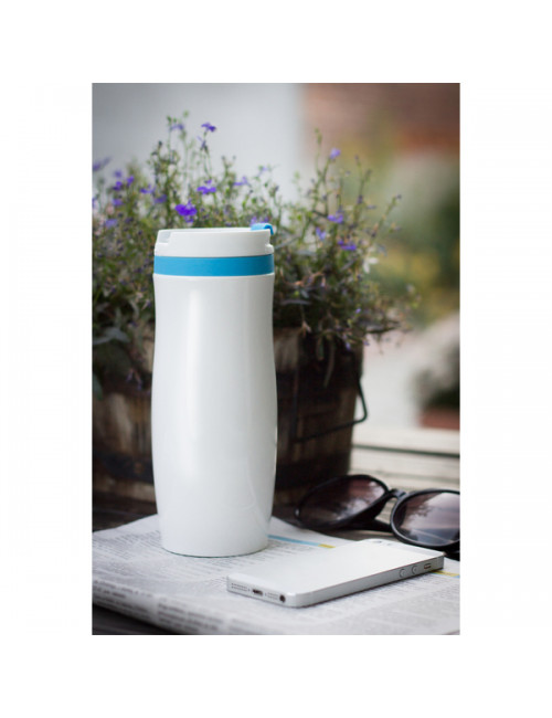 Kubek izotermiczny Viki 390 ml, niebieski/biały