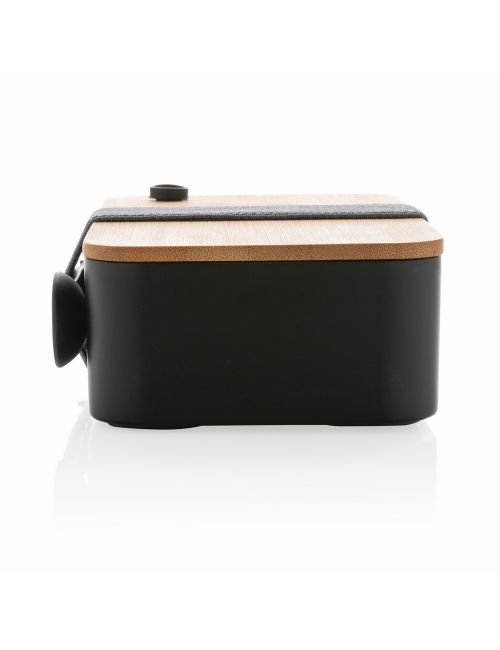 Pudełko śniadaniowe z bambusowym wieczkiem, łyżkowidelec