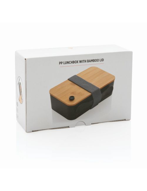 Pudełko śniadaniowe z bambusowym wieczkiem, łyżkowidelec
