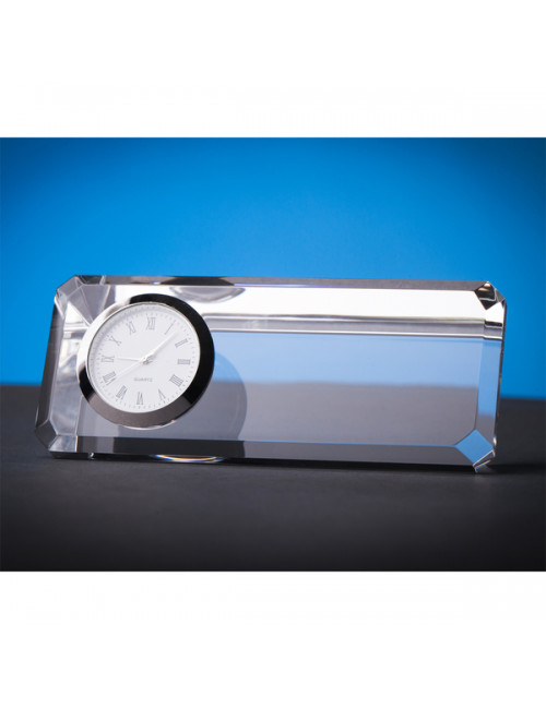 Kryształowy przycisk do papieru z zegarem Cristalino, transparentny 
