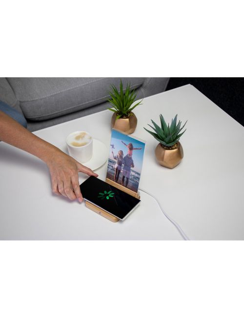 Bambusowa ładowarka bezprzewodowa 10W, ramka do zdjęć | Finneas