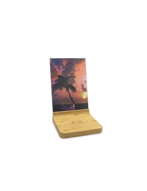 Bambusowa ładowarka bezprzewodowa 10W, ramka do zdjęć | Finneas