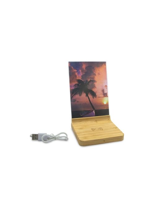 Bambusowa ładowarka bezprzewodowa 10W, ramka do zdjęć | Finneas