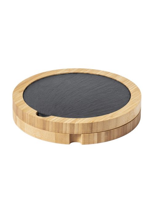 Bambusowy zestaw do sera, 4 el., deska do krojenia z łupka