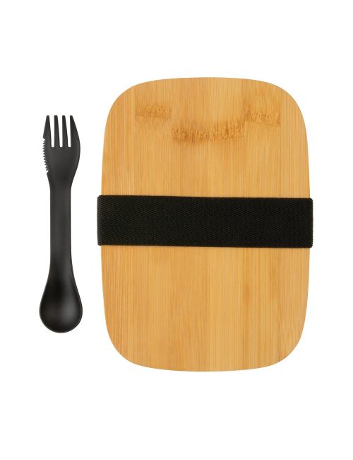 Pudełko śniadaniowe z bambusowym wieczkiem, łyżkowidelec
