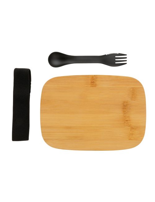 Pudełko śniadaniowe z bambusowym wieczkiem, łyżkowidelec