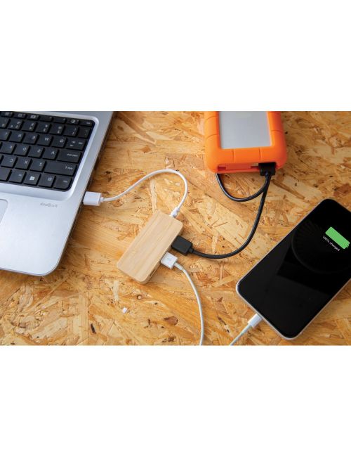 Bambusowy hub USB 2.0 z USB typu C