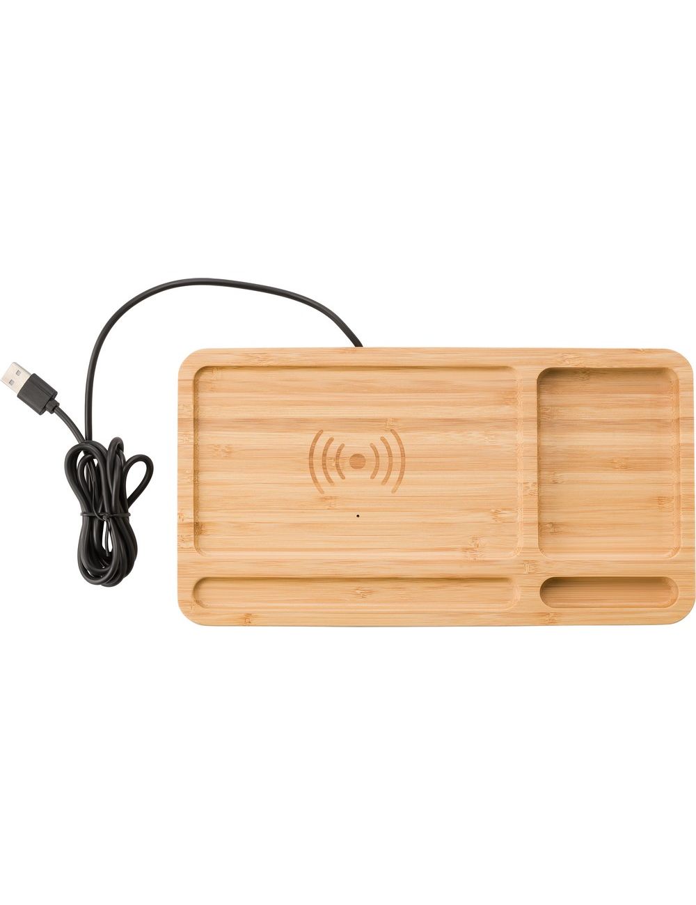 Bambusowy organizer na biurko, ładowarka...