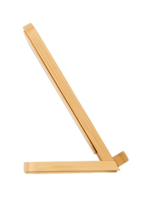 Bambusowa ładowarka bezprzewodowa 5W, stojak na telefon