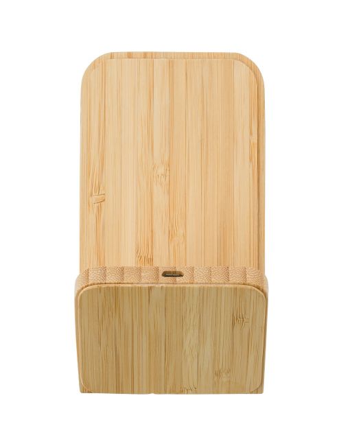 Bambusowa ładowarka bezprzewodowa 5W, stojak na telefon