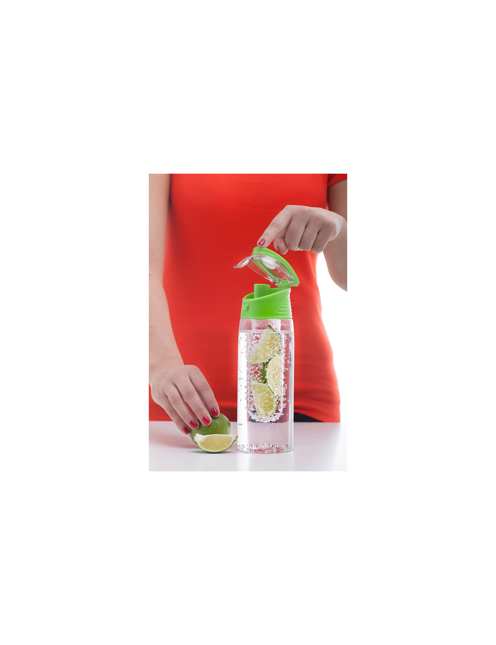 Bidon Frutello 700 ml, zielony/transparentny