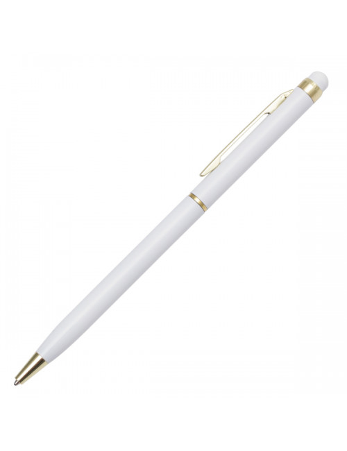 Długopis aluminiowy Touch Tip Gold, biały 