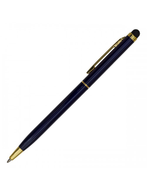 Długopis aluminiowy Touch Tip Gold, granatowy 