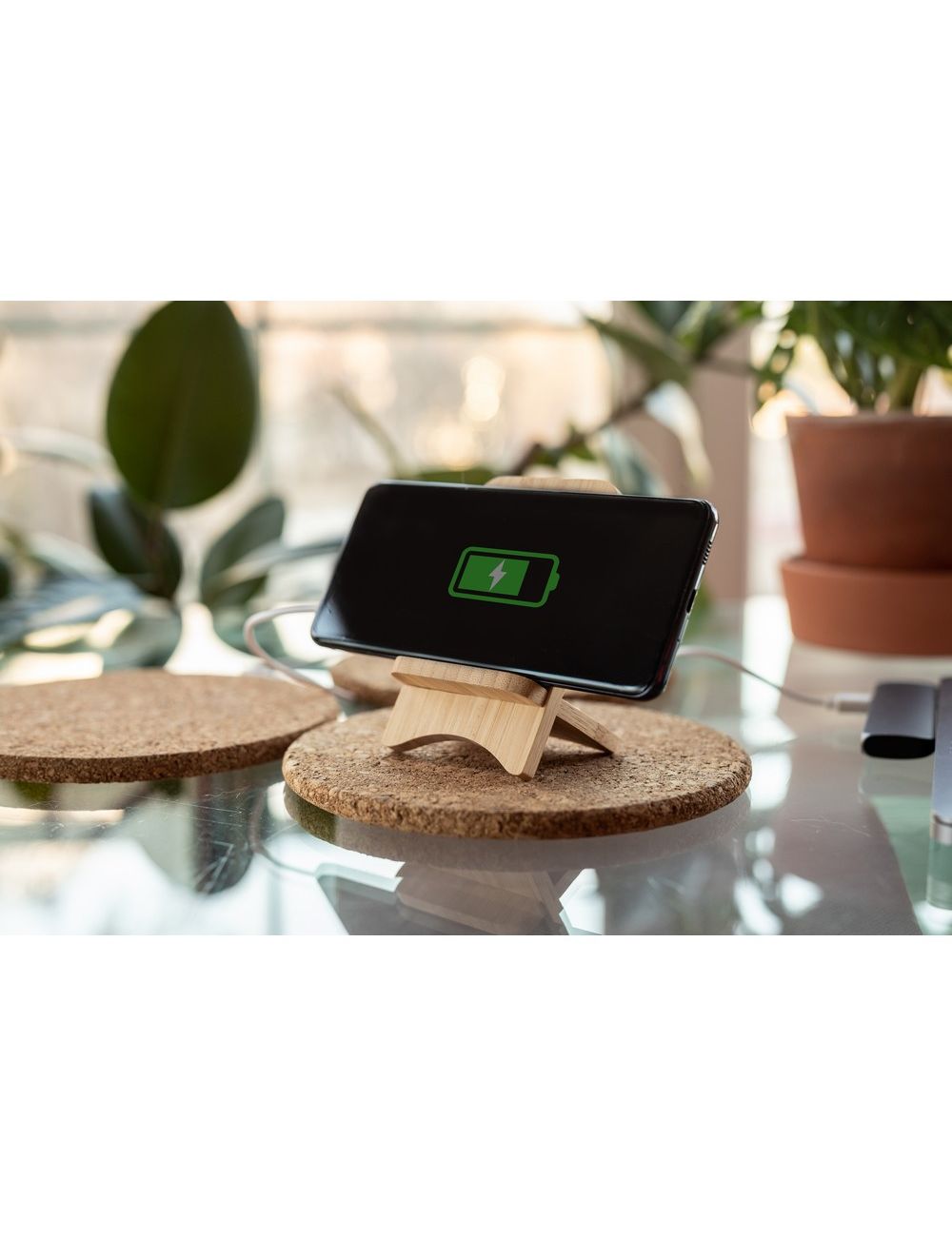 Składana bambusowa ładowarka bezprzewodowa 10W...