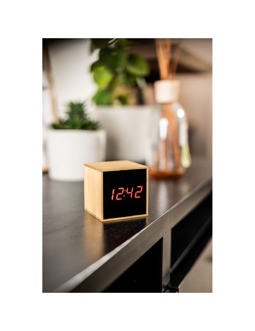 Bambusowy zegar na biurko z alarmem | Katherine