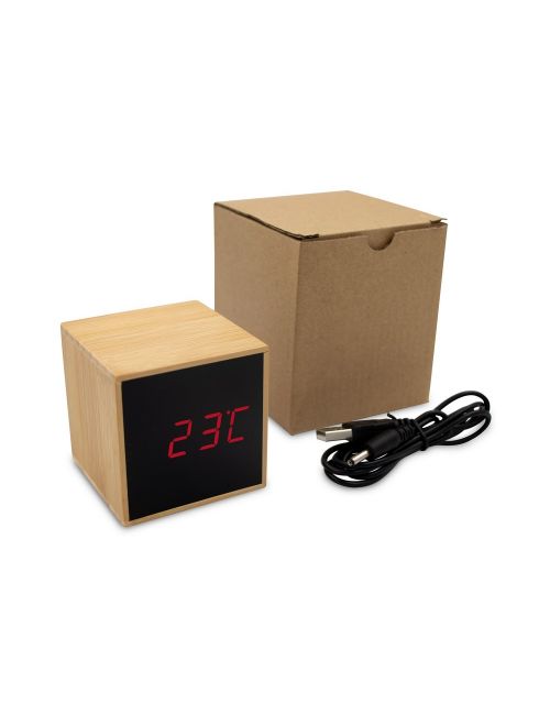 Bambusowy zegar na biurko z alarmem | Katherine