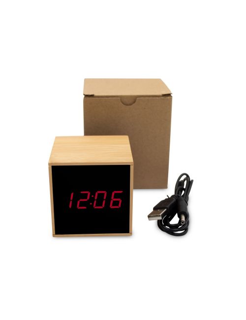 Bambusowy zegar na biurko z alarmem | Katherine