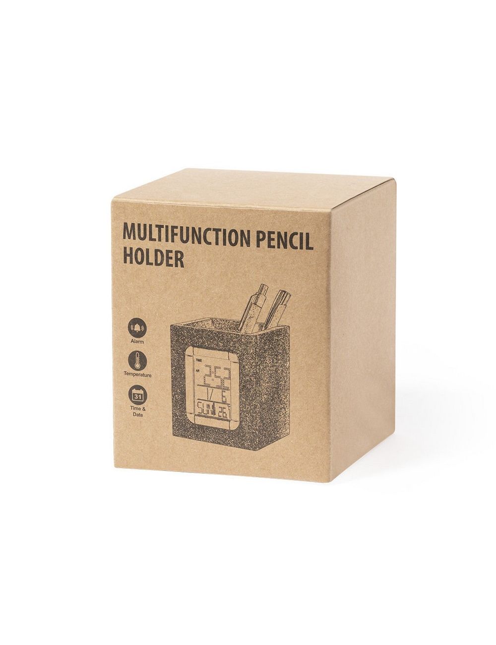Korkowy pojemnik na przybory do pisania, zegar...
