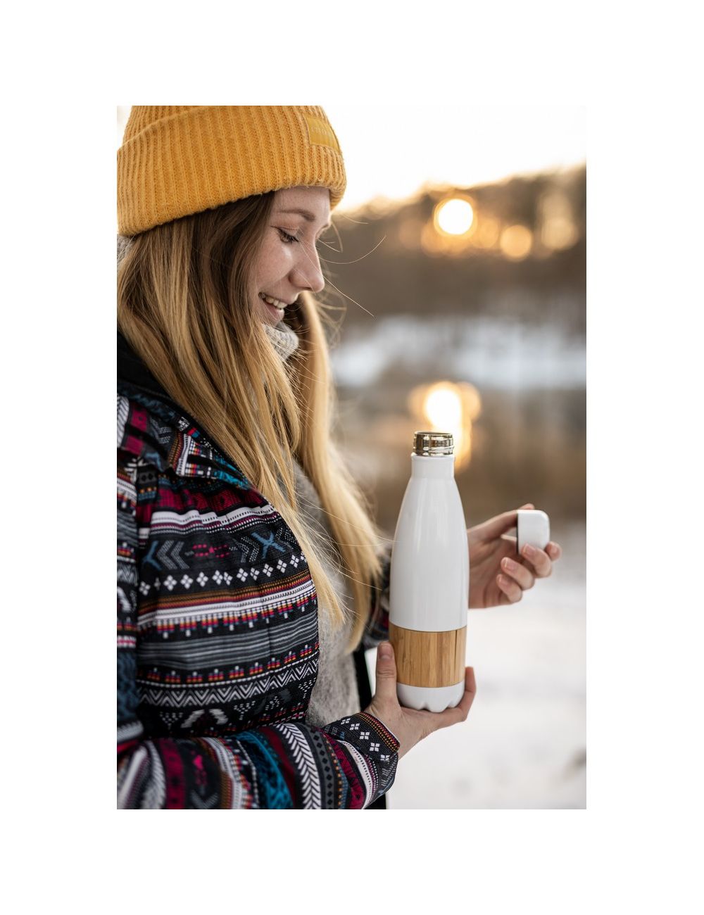 Butelka termiczna 500 ml z bambusowym elementem...