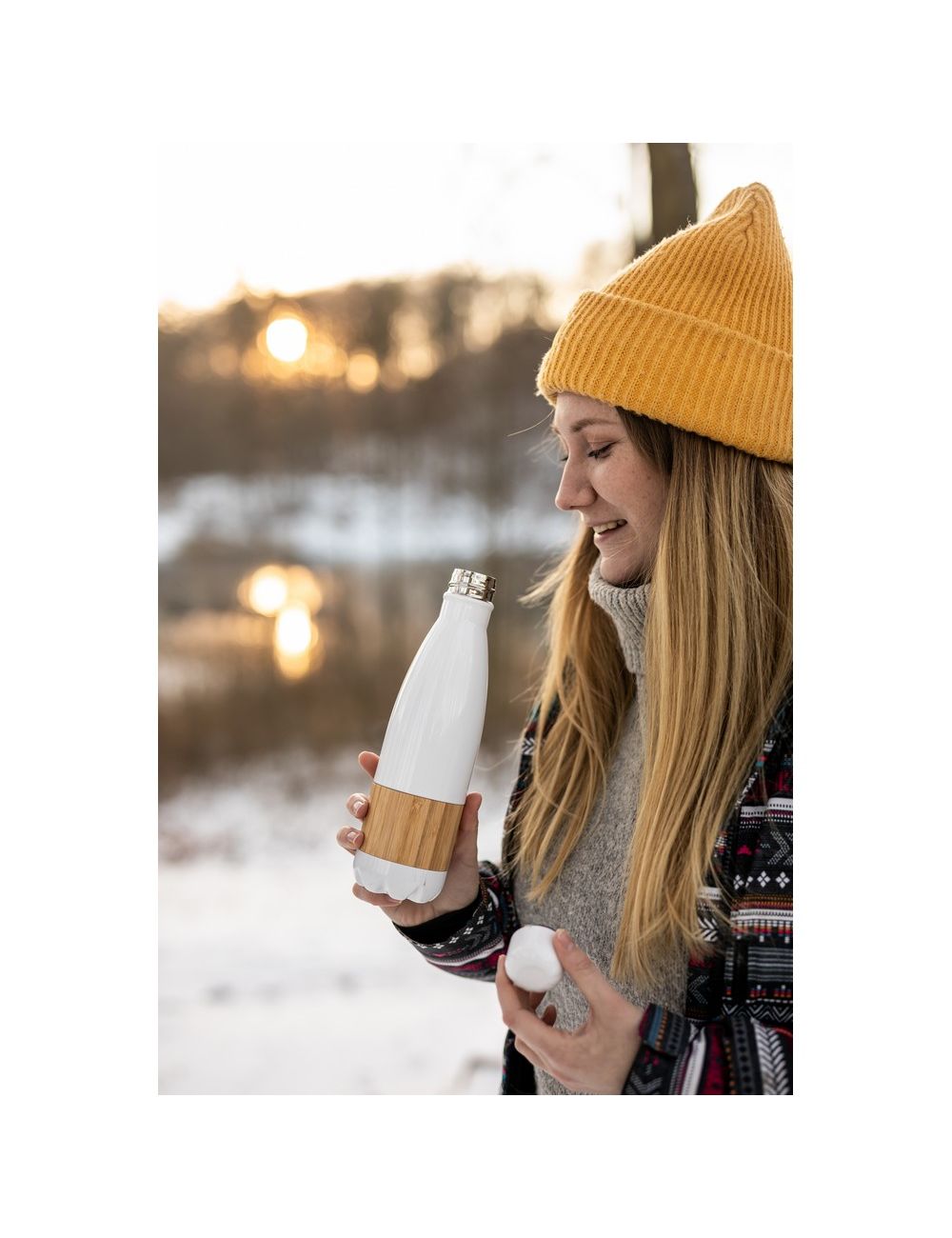 Butelka termiczna 500 ml z bambusowym elementem...