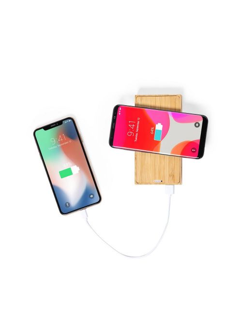 Bambusowy power bank 10000 mAh, bezprzewodowa ładowarka 5W, ładowarka słoneczna