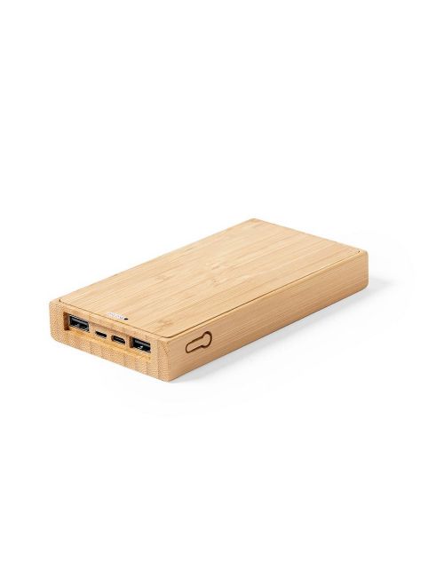 Bambusowy power bank 10000 mAh, bezprzewodowa ładowarka 5W, ładowarka słoneczna