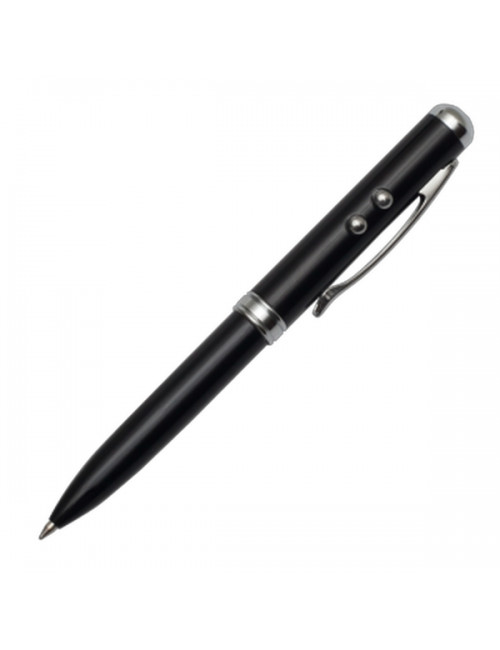 Długopis ze wskaźnikiem laserowym Supreme – 4 w 1, czarny