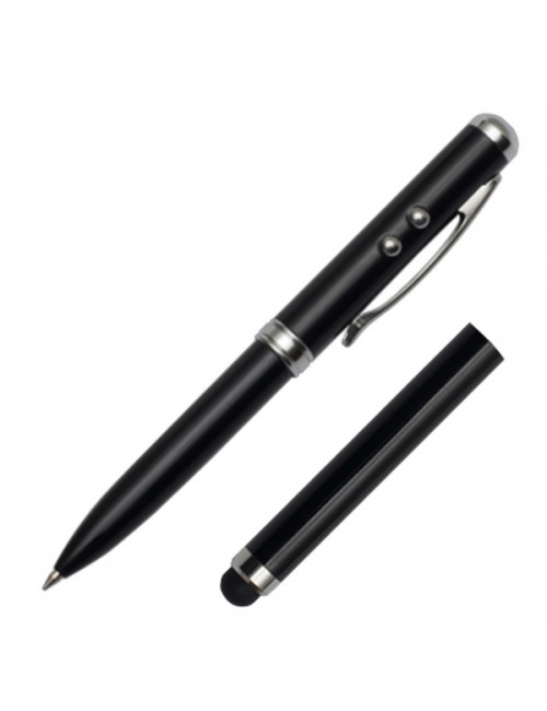 Długopis ze wskaźnikiem laserowym Supreme – 4 w 1, czarny