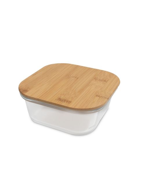 Szklane pudełko śniadaniowe 350 ml, bambusowe wieczko | Aaron
