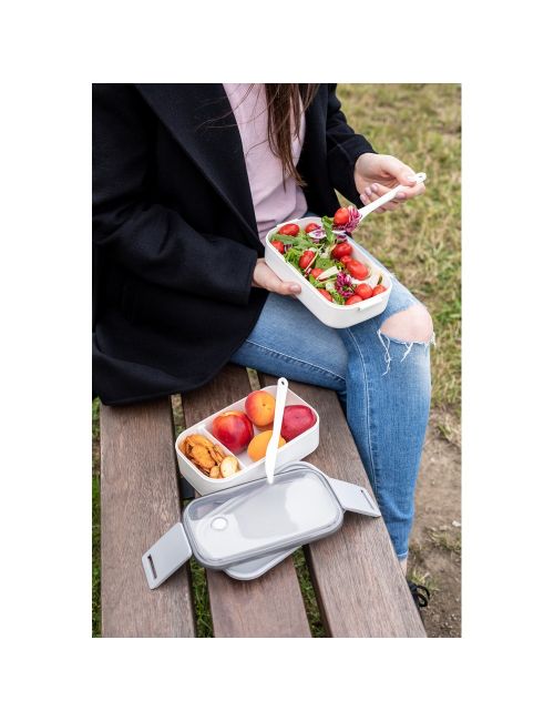 Pudełka śniadaniowe 2 szt., 2x700 ml, sztućce | Cash