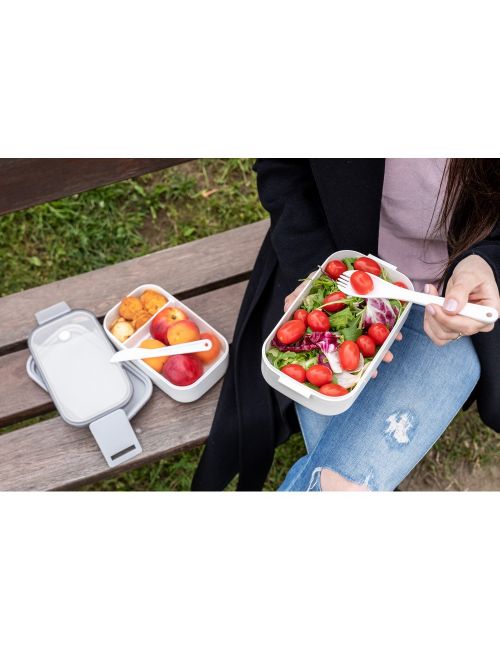 Pudełka śniadaniowe 2 szt., 2x700 ml, sztućce | Cash