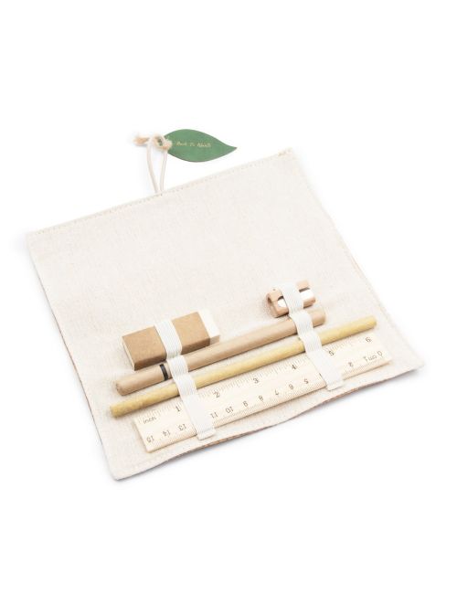 Zestaw szkolny, korkowy piórnik, ołówek, długopis, linijka, gumka i temperówka | Clark