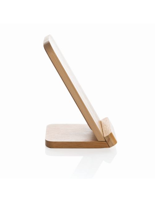 Bambusowa ładowarka bezprzewodowa 5W, stojak na telefon