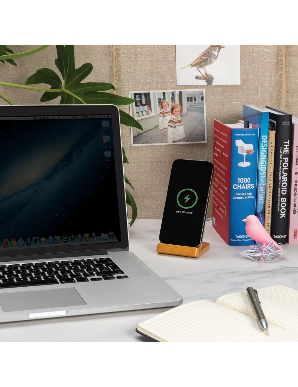 Bambusowa ładowarka bezprzewodowa 5W, stojak na...