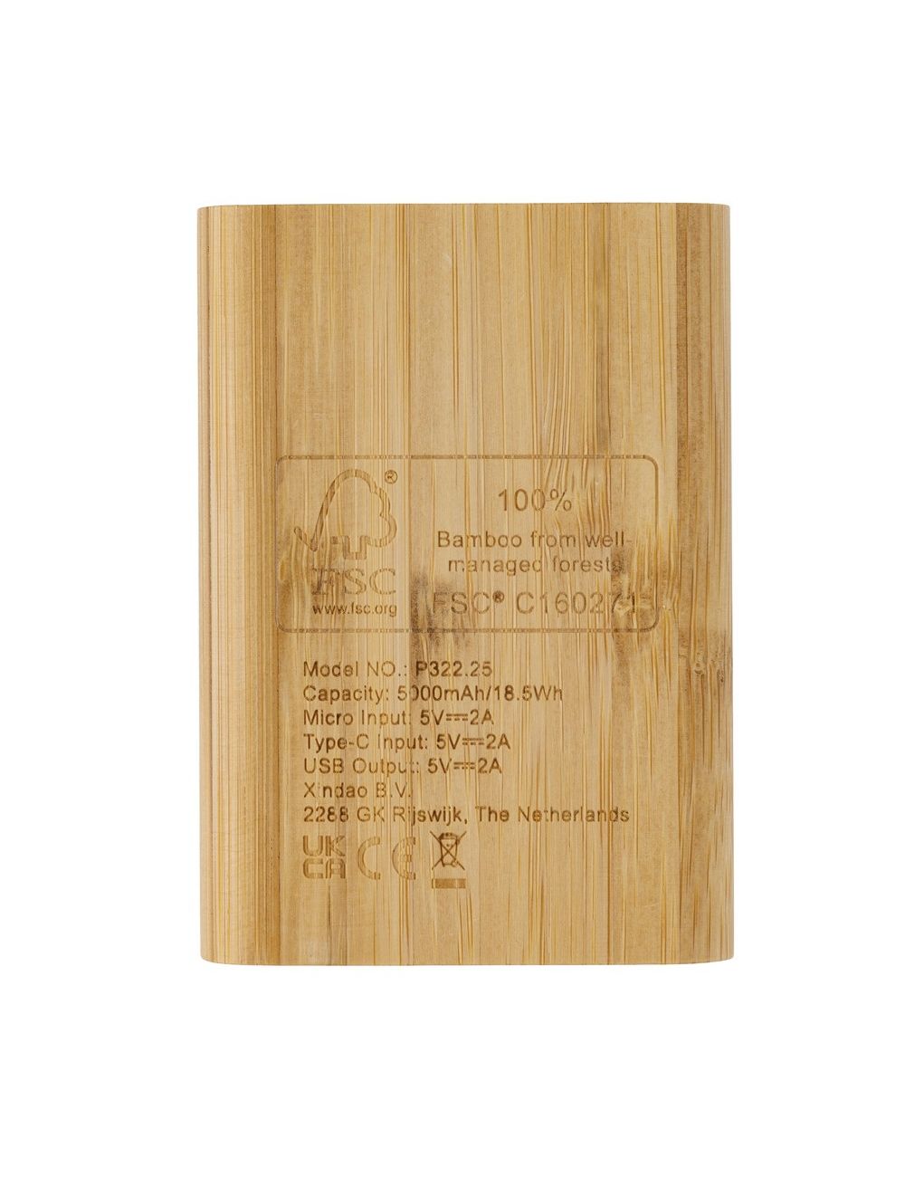 Bambusowy power bank 5000 mAh