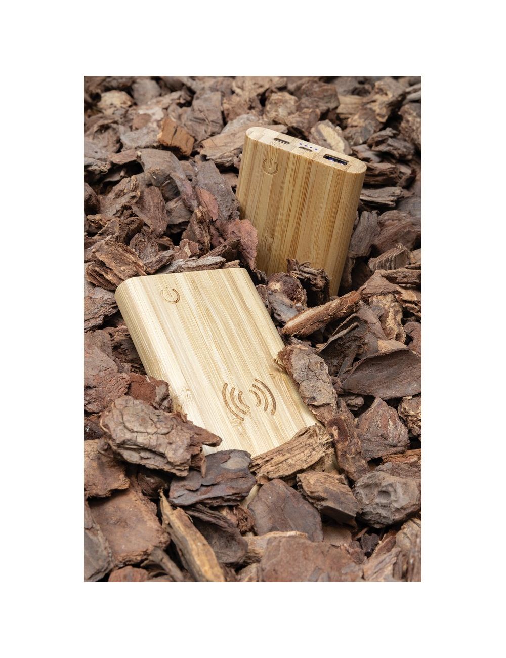 Bambusowy, bezprzewodowy power bank 8000 mAh,...