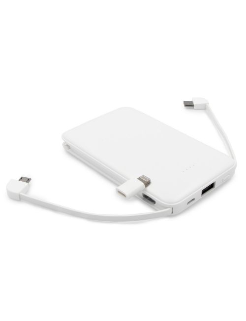 Power bank 5000 mAh ze zintegrowanymi kablami, adapter w komplecie | Presley
