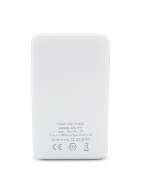 Power bank 5000 mAh ze zintegrowanymi kablami, adapter w komplecie | Presley