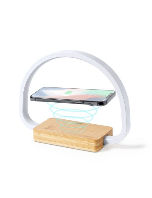 Lampka na biurko, bambusowa ładowarka bezprzewodowa 10W
